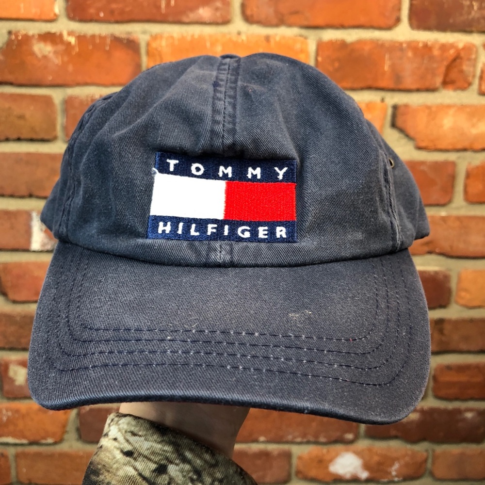 Vintage TOMMY HILFIGER denim buckle strapback hat - Picture 1 of 5